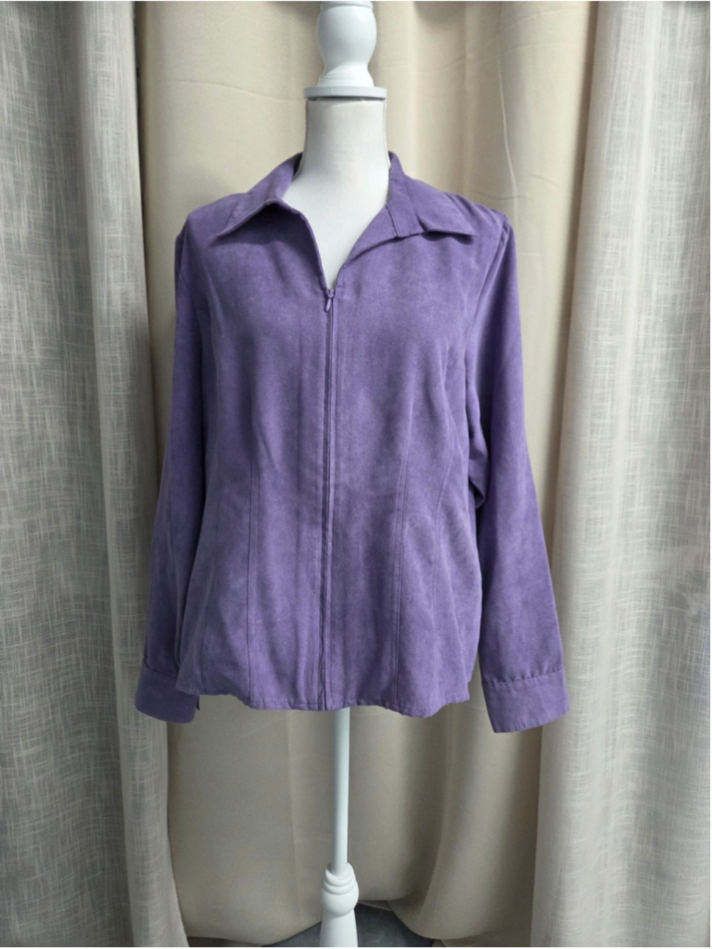 Sonoma Lavender Zip-Front Suede Utility Jacket Pastel Goth Whimsigoth Size XL